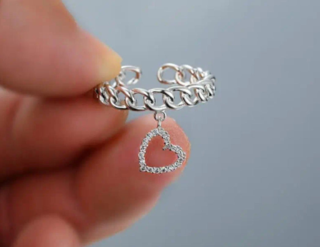 Bague Auriane breloque coeur strass