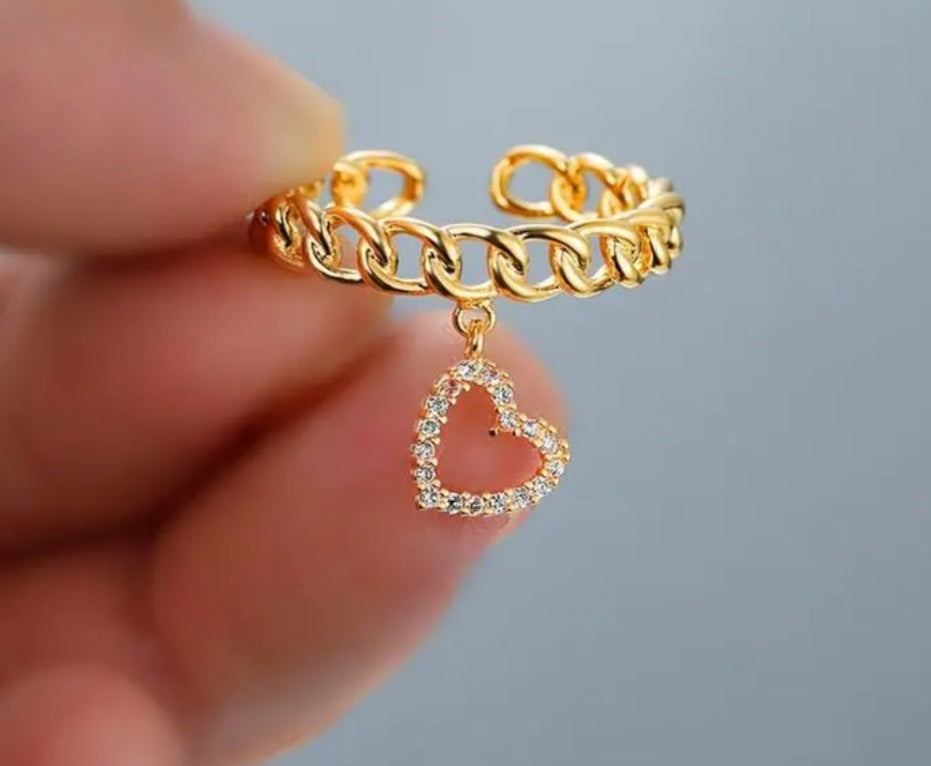 Bague Auriane breloque coeur strass