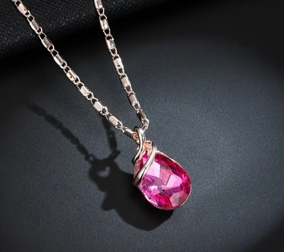 Parure Chloé en goutte d'eau rose