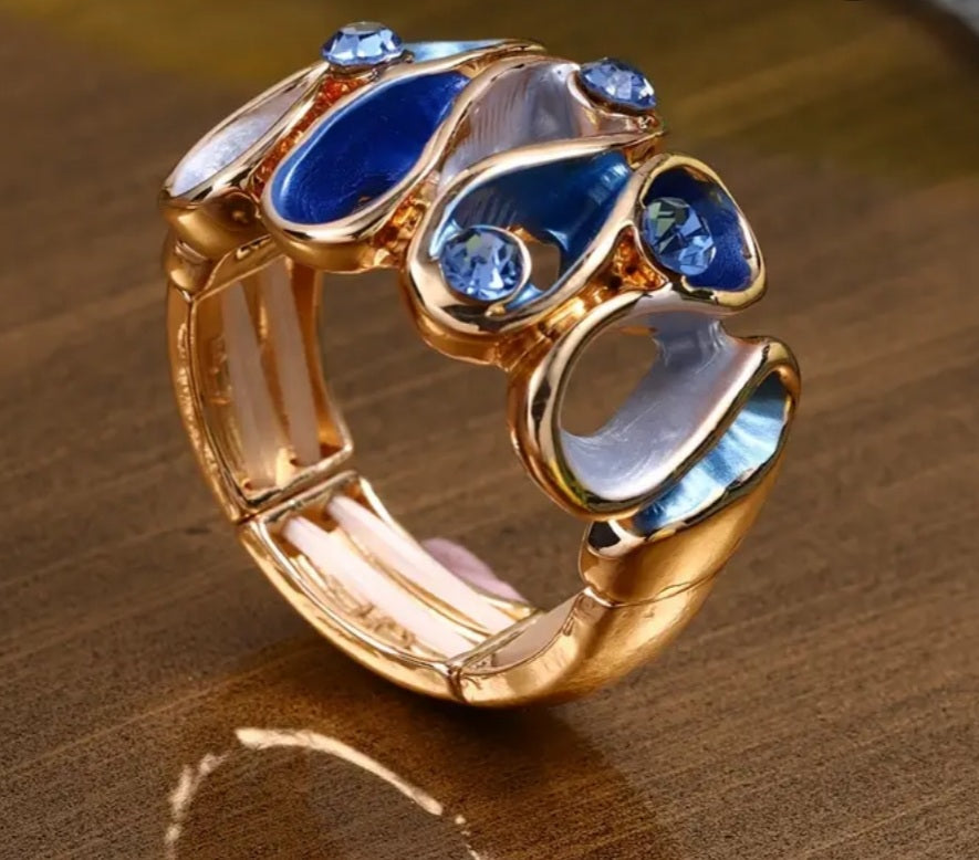 bague Elena bleu royal strass