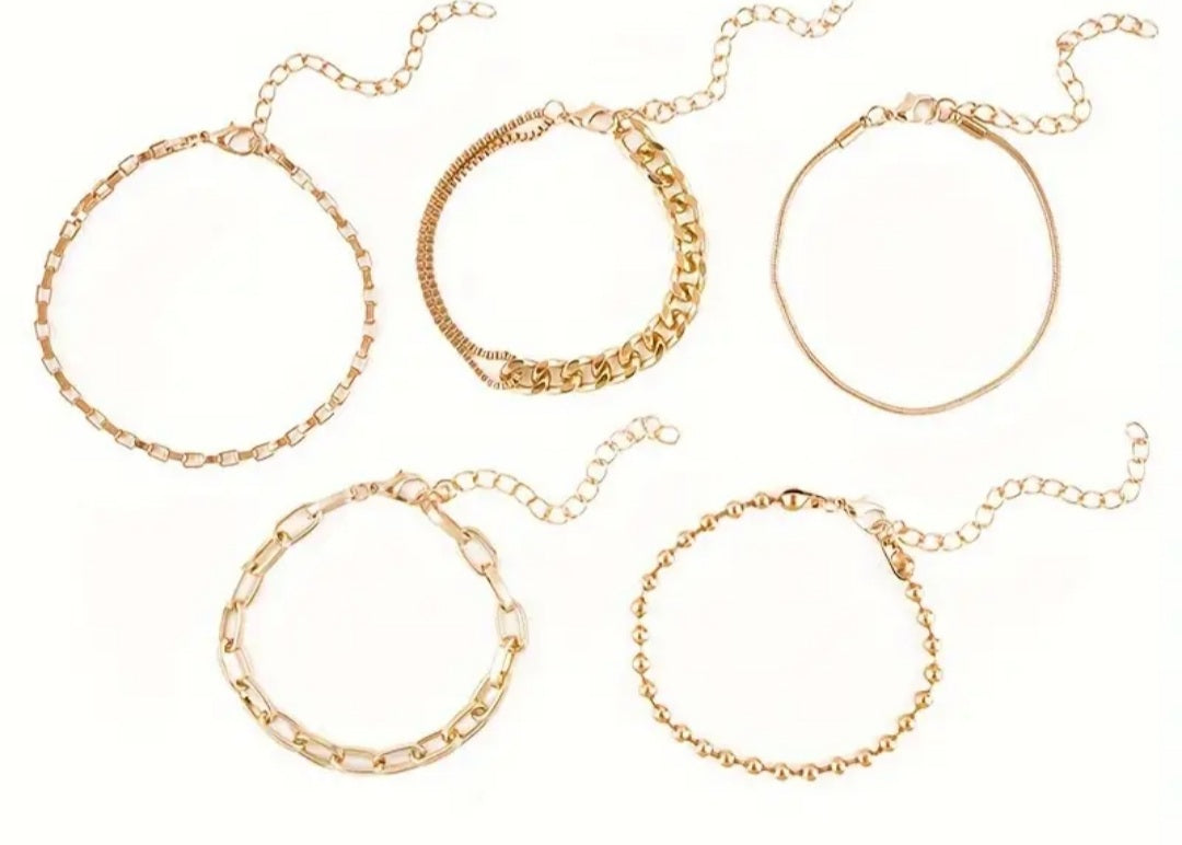 Ensemble Gabriela 5 bracelets doré