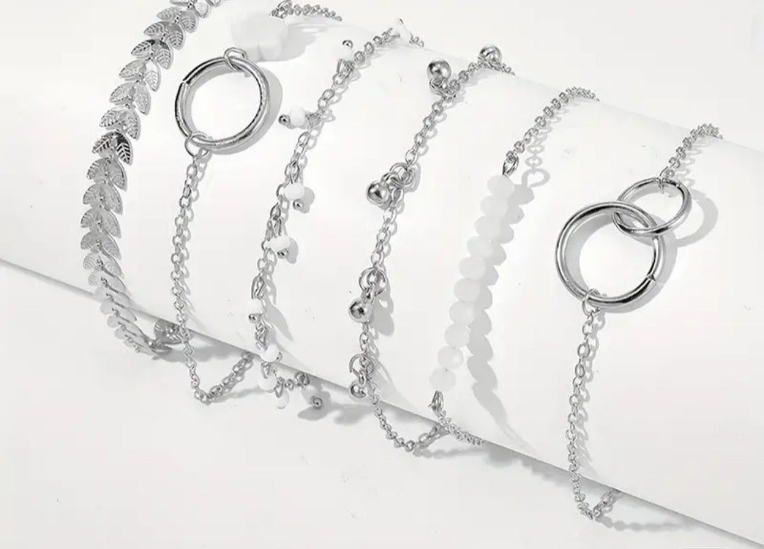 Ensemble Maelle de 6 bracelets argenté