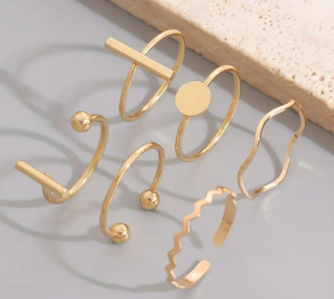 Ensemble Capucine 6 bagues empilables