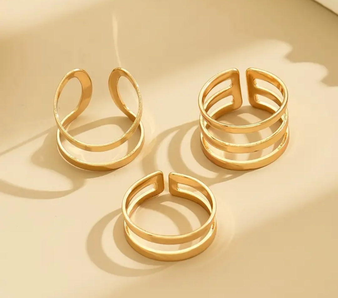 Ensemble Giulia 3 bagues doré