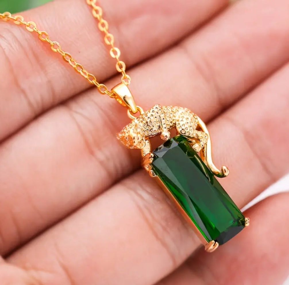 Collier léopard faux cristal