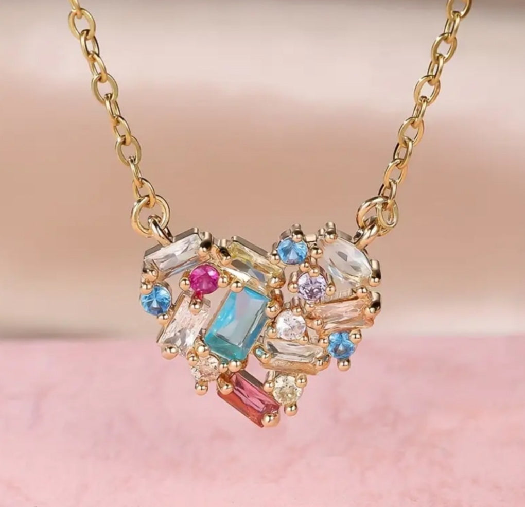 Collier Maissane coeur doré colorés