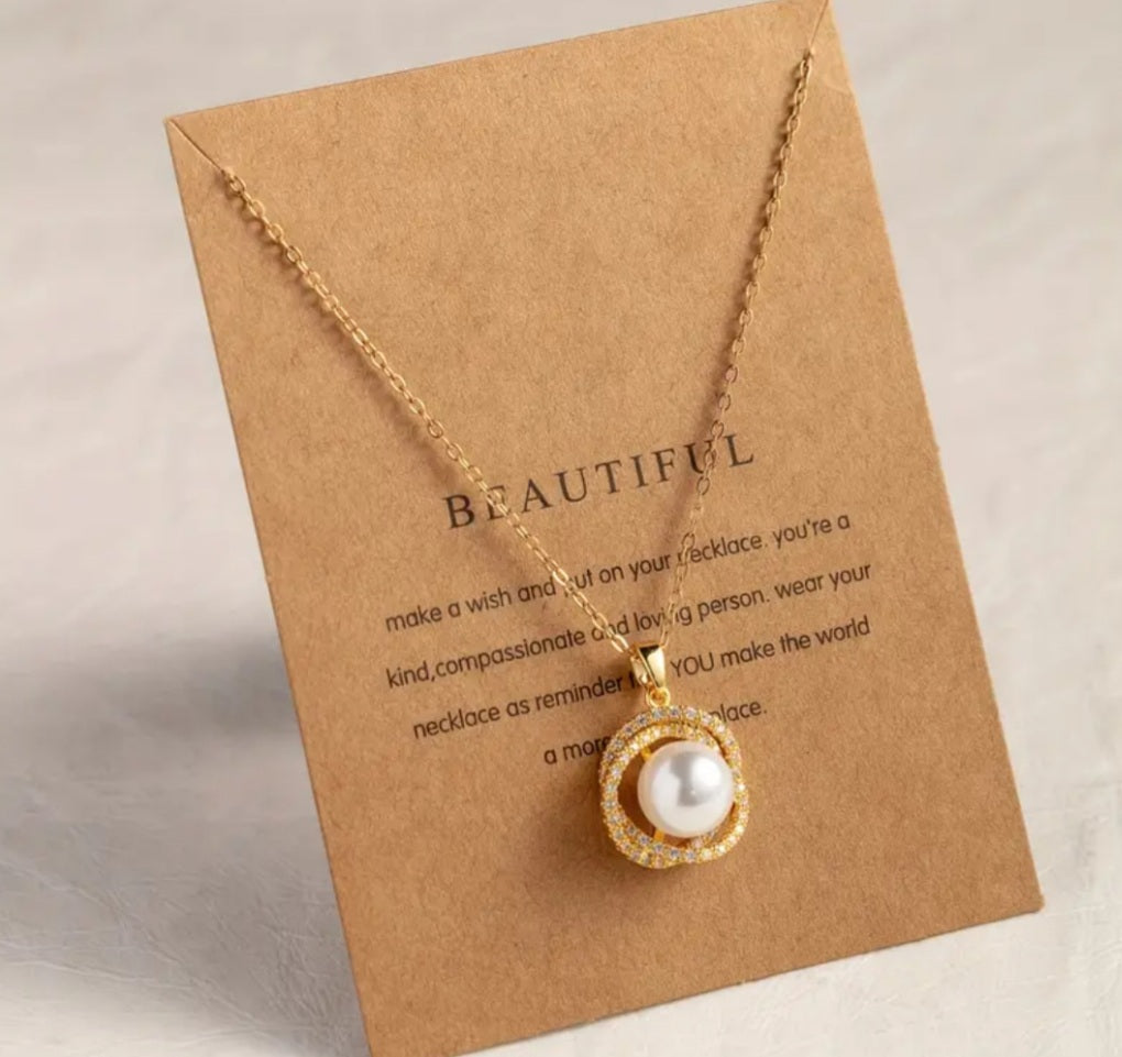 Collier Tressia doré avec perle