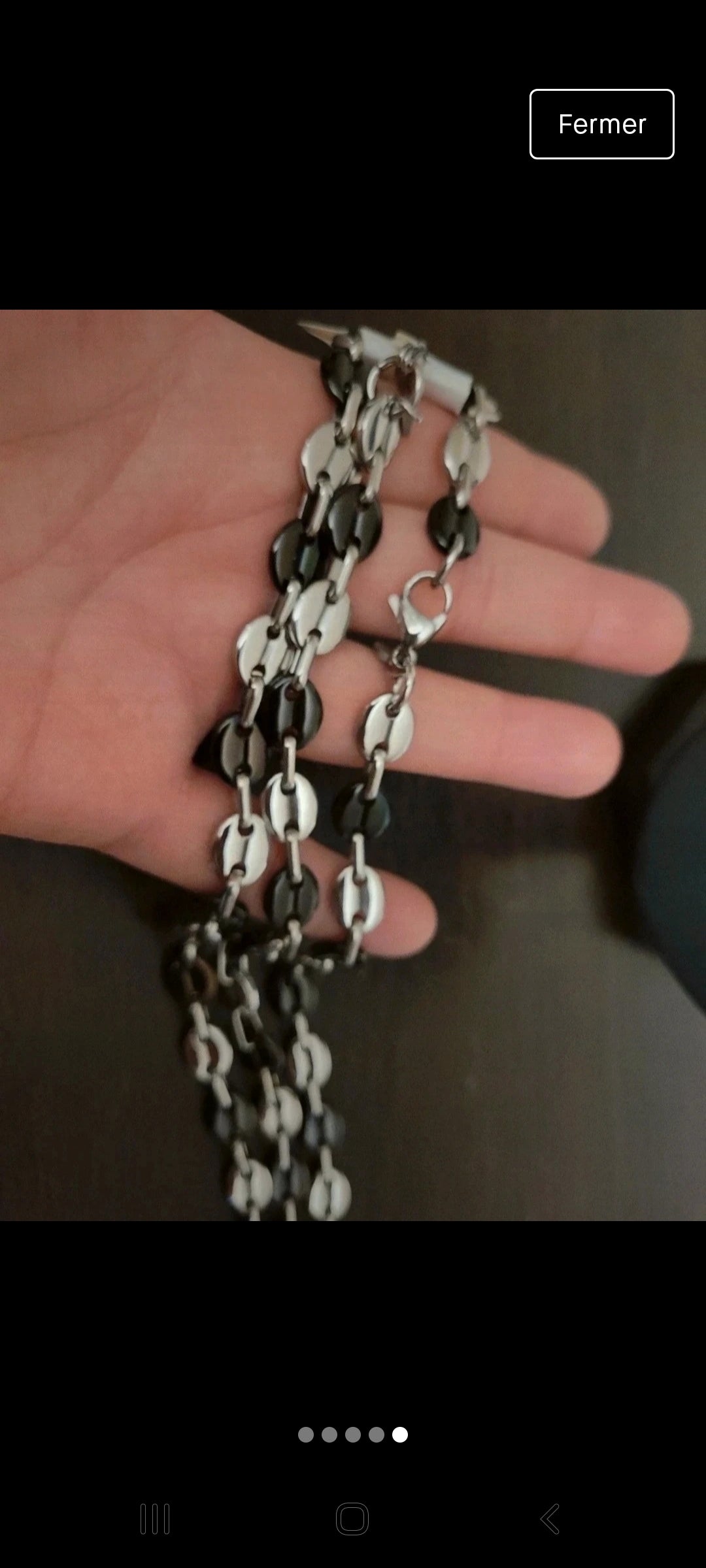 Parure grain de café argenté/noir