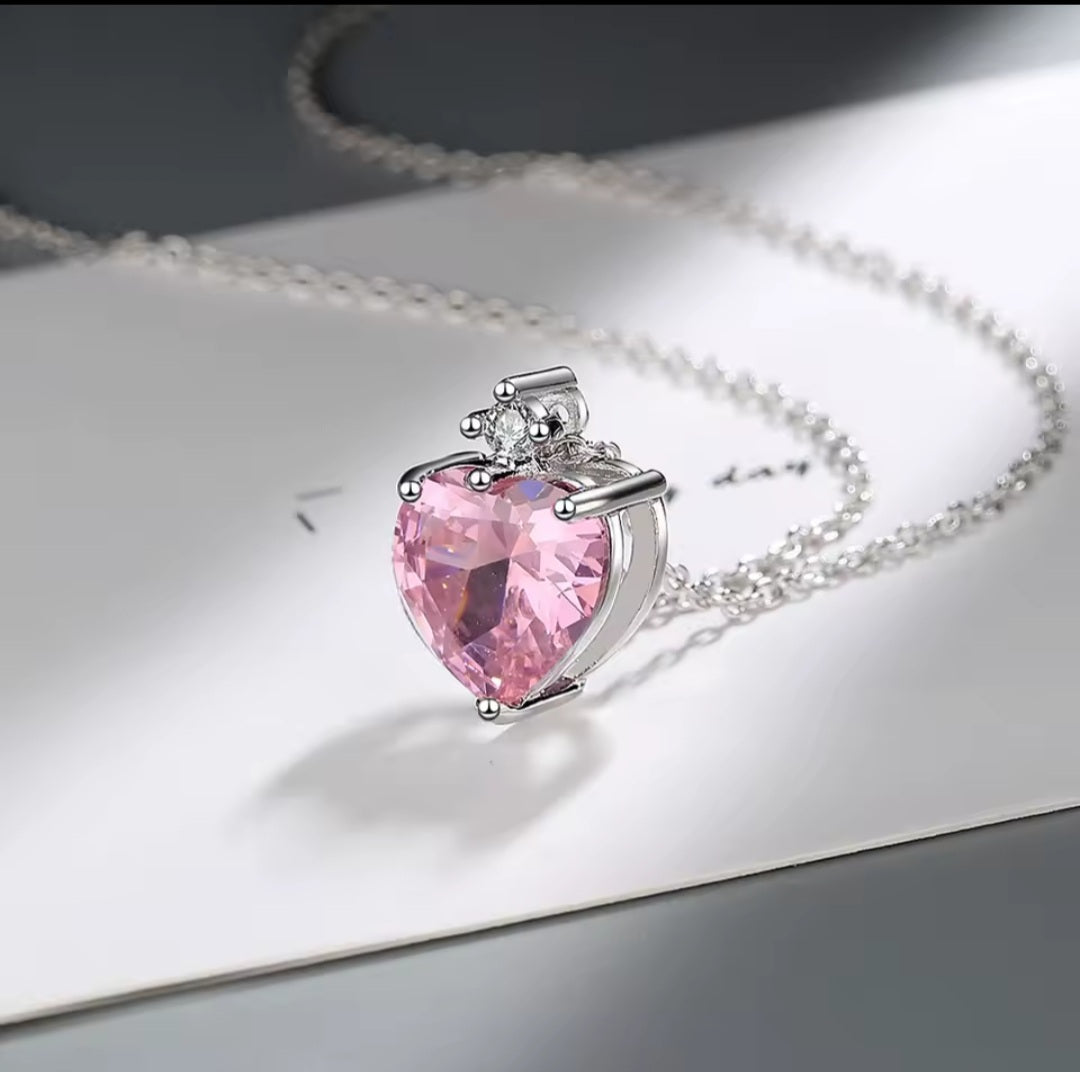 Collier Sandra coeur rose