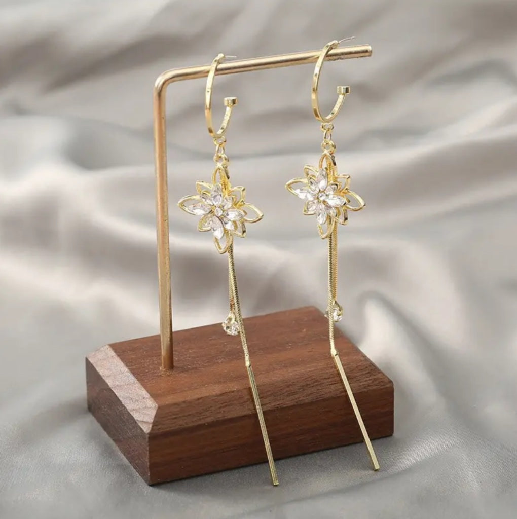 boucles Nathalie fleur doré strass