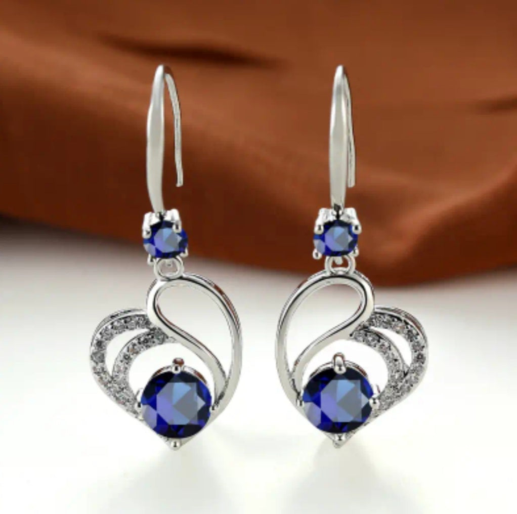 Boucles Virginie coeur bleu