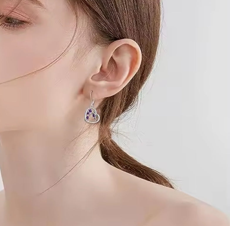 boucles Sylvie coeur tulipe violette