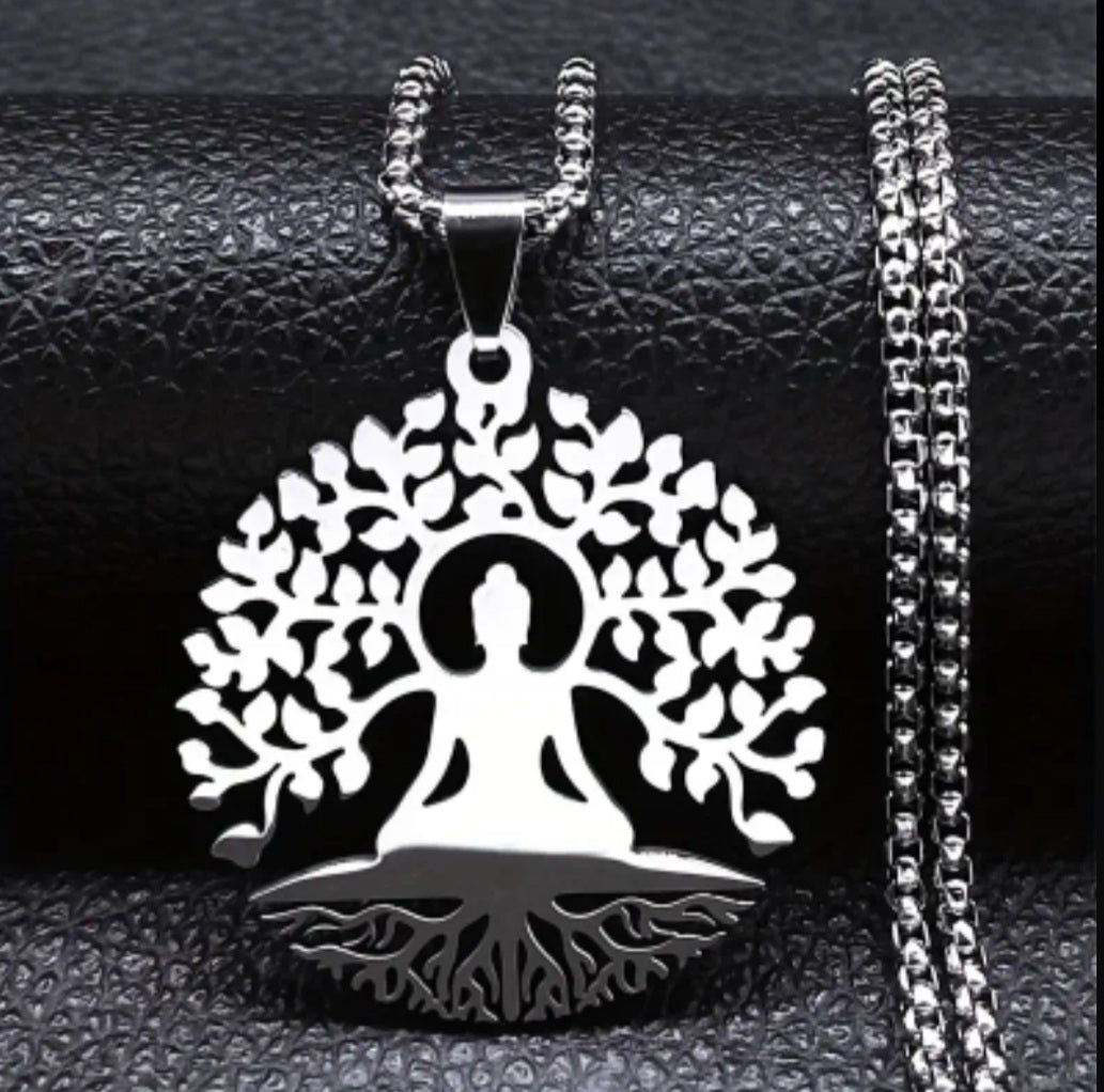 Collier médiation bouddha argenté