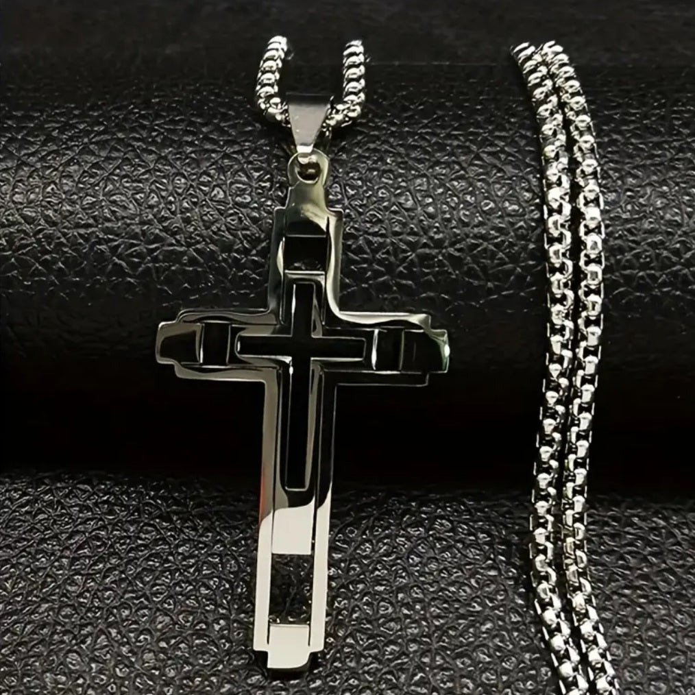 Collier croix argenté