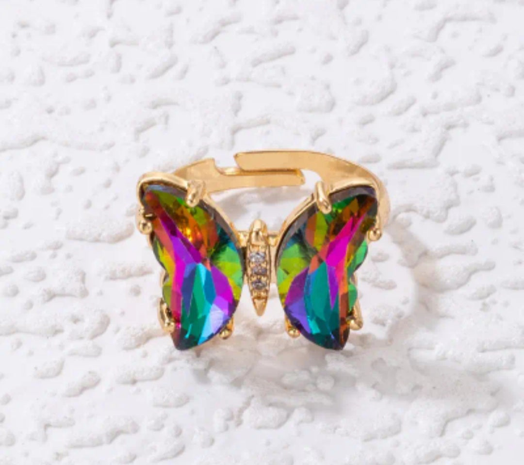 bague papillon Zoé arc en ciel