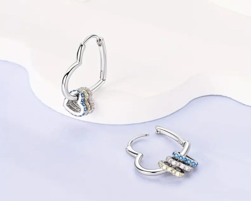 Boucles Ariane creole coeur en argent