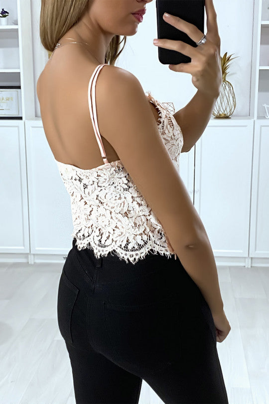 💐Débardeur en dentelle rose