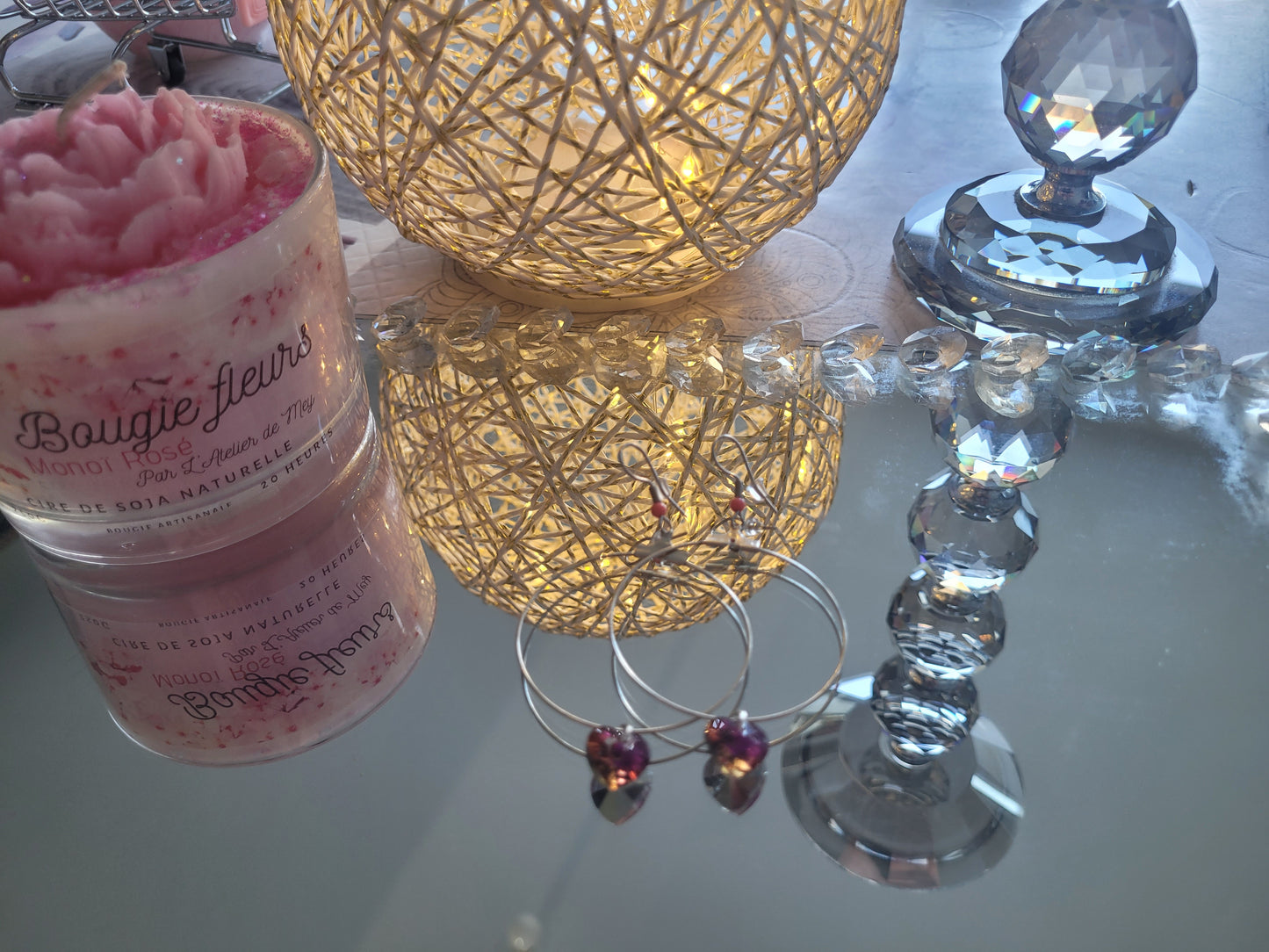 boucles créole coeur rose