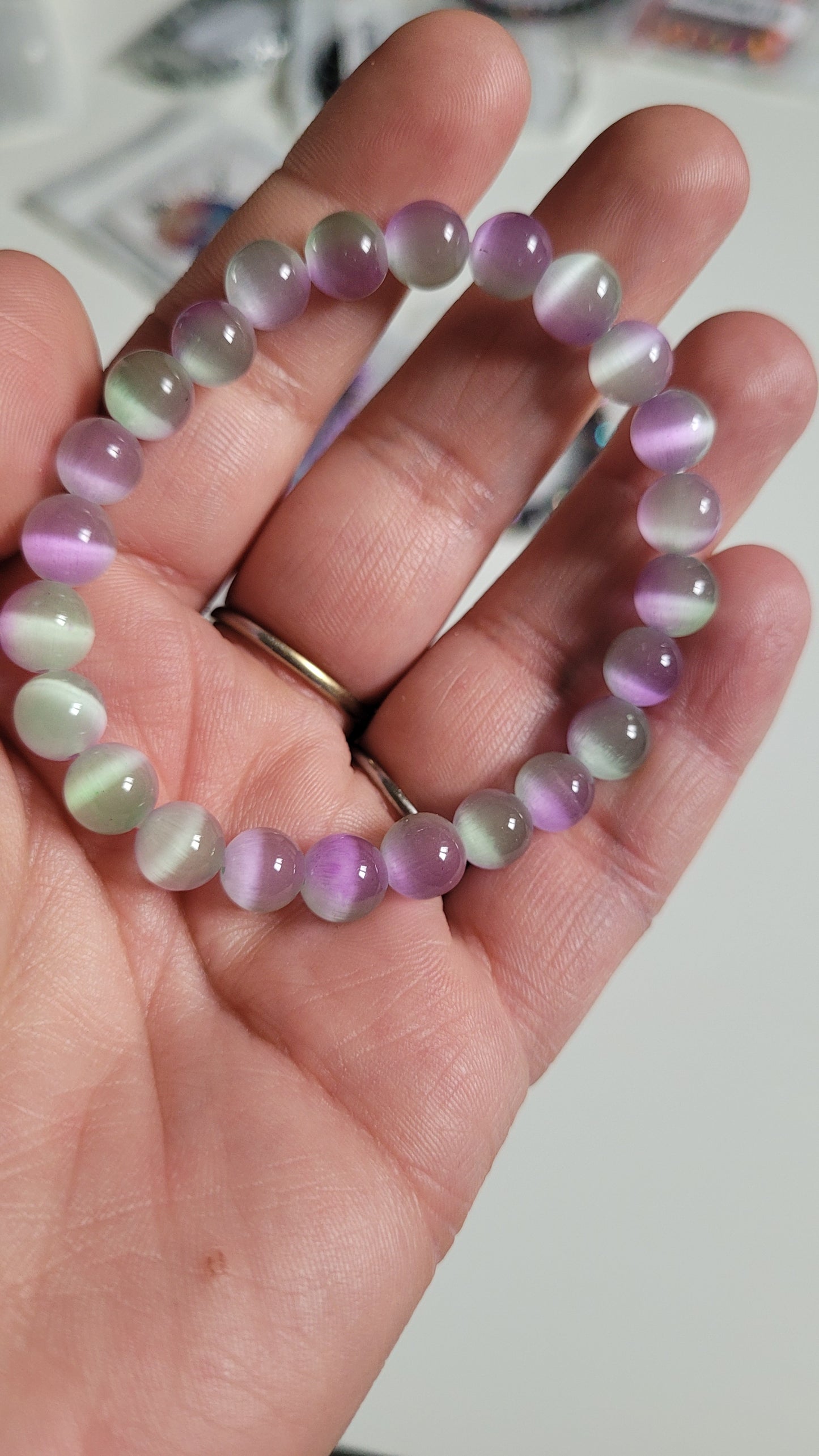 bracelet œil de chat rose/violet