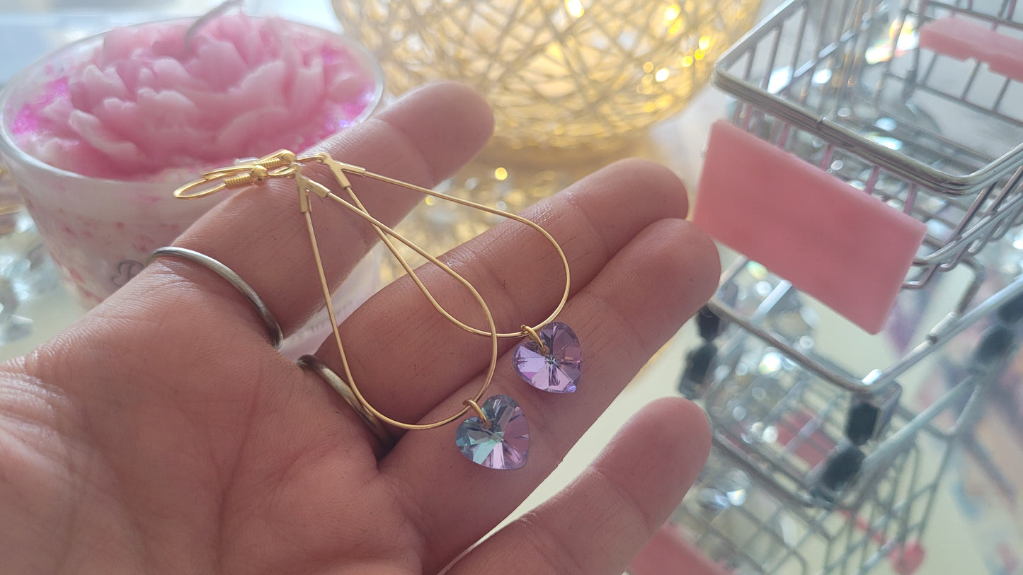 boucles créole coeur violet clair