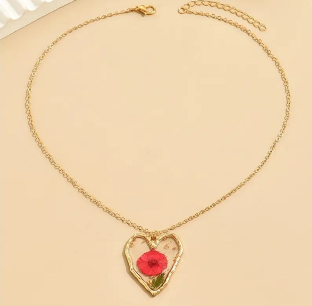 Collier Célia coeur fleur