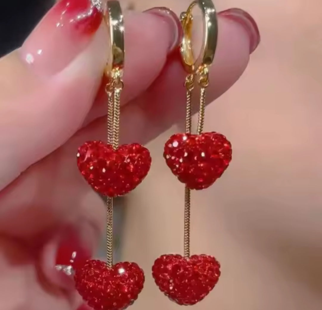 boucles Karine pendante coeur strass