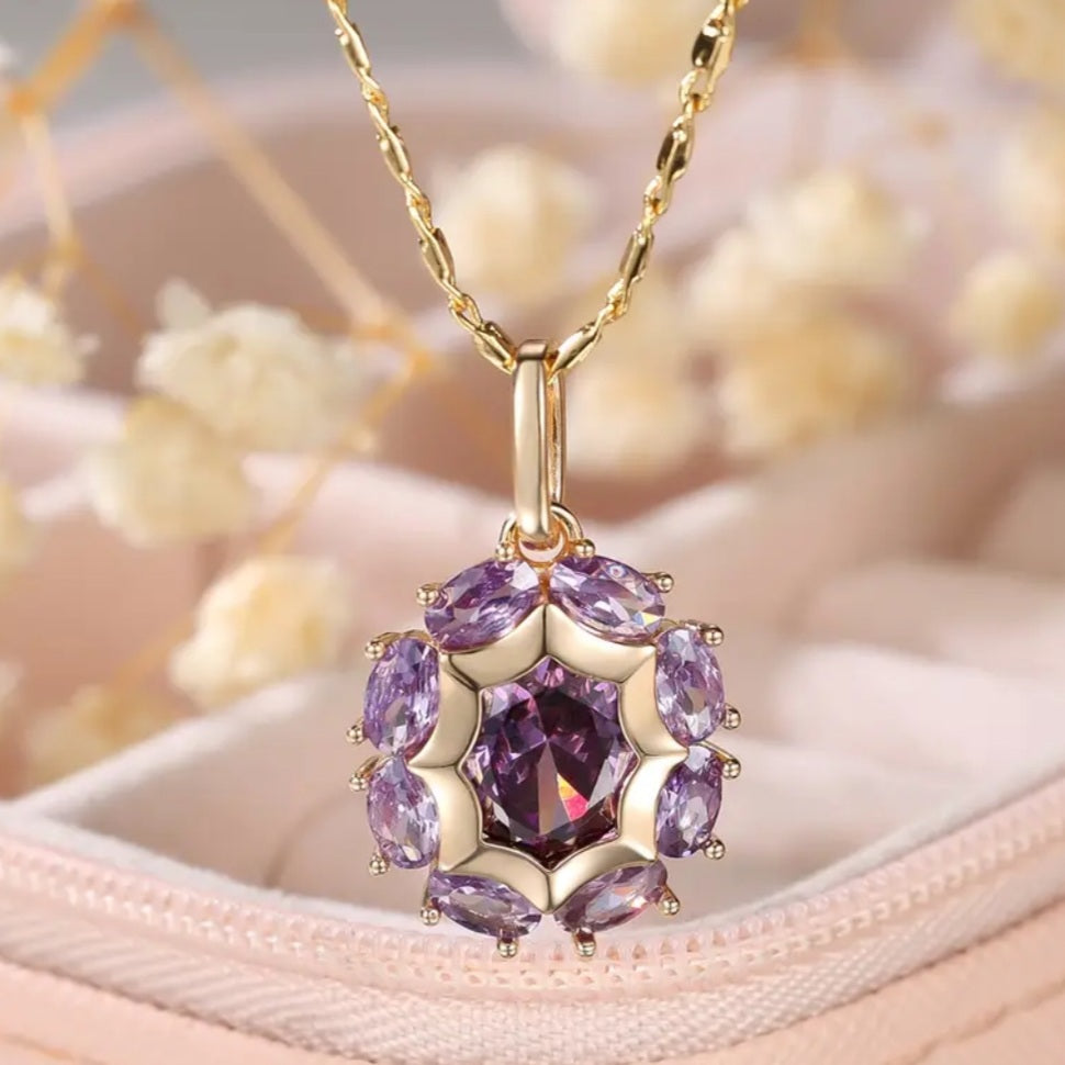 Collier Julia doré pierre violette