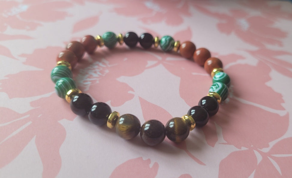 bracelet Malachite/œil du Tigre