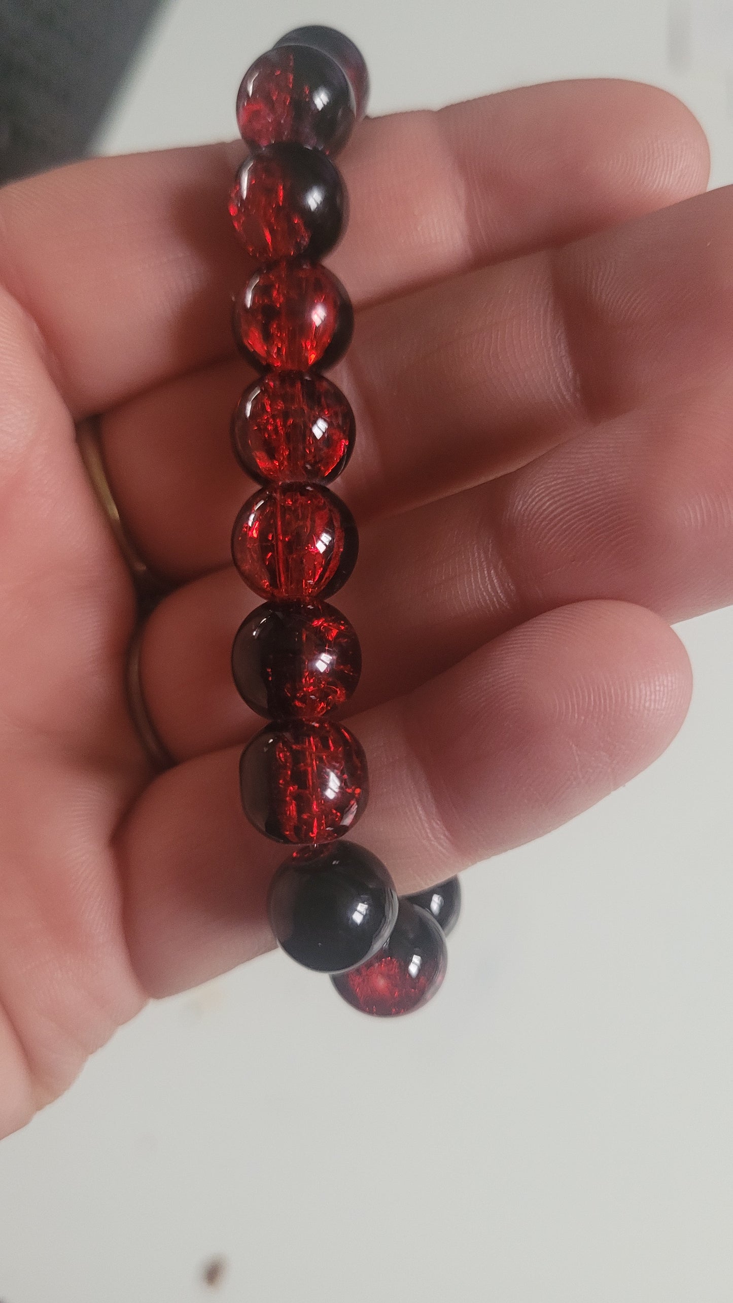 Bracelet en cristal de roche naturel rouge, non plaqué