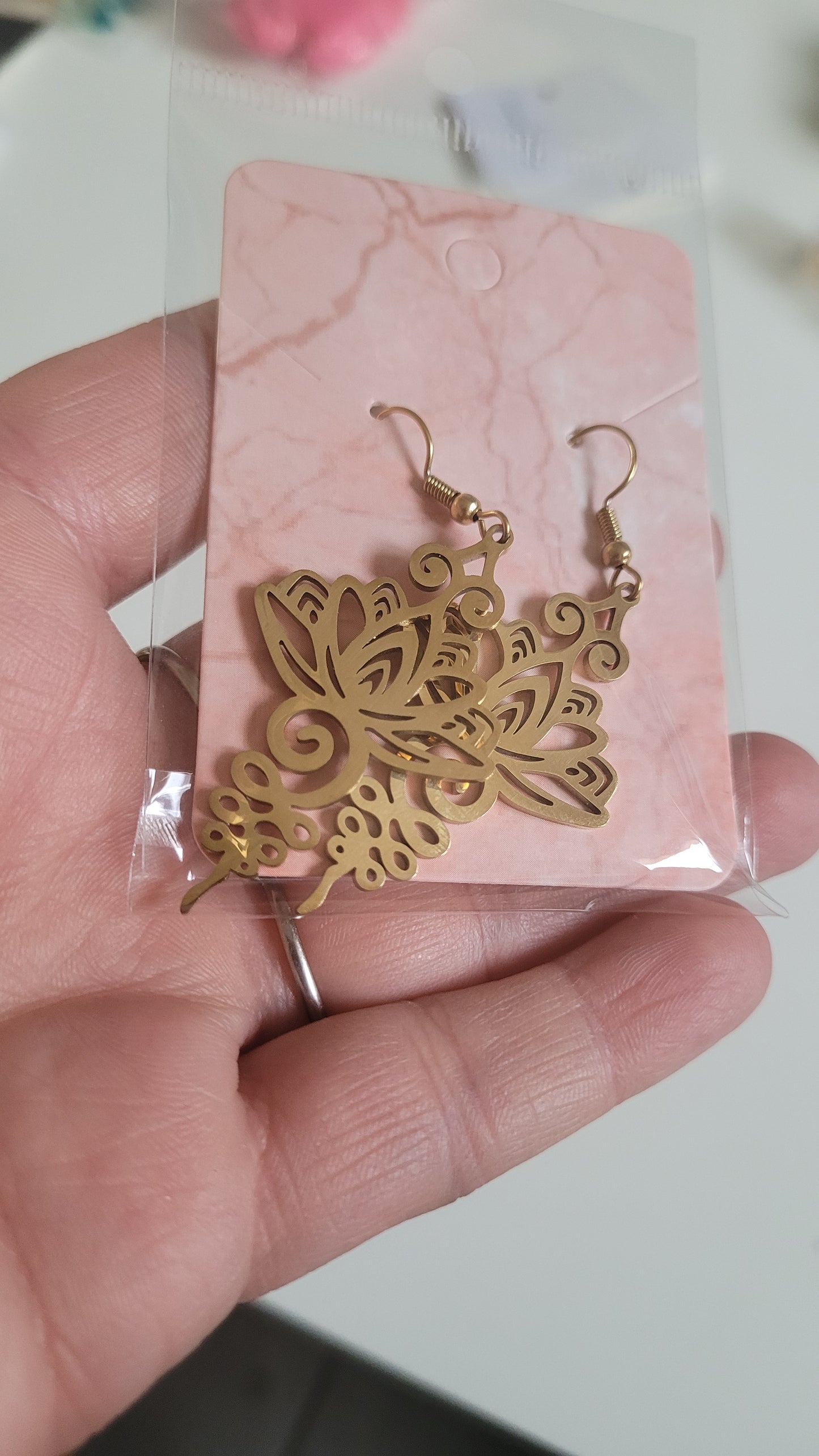 boucles fleur de lotus doré