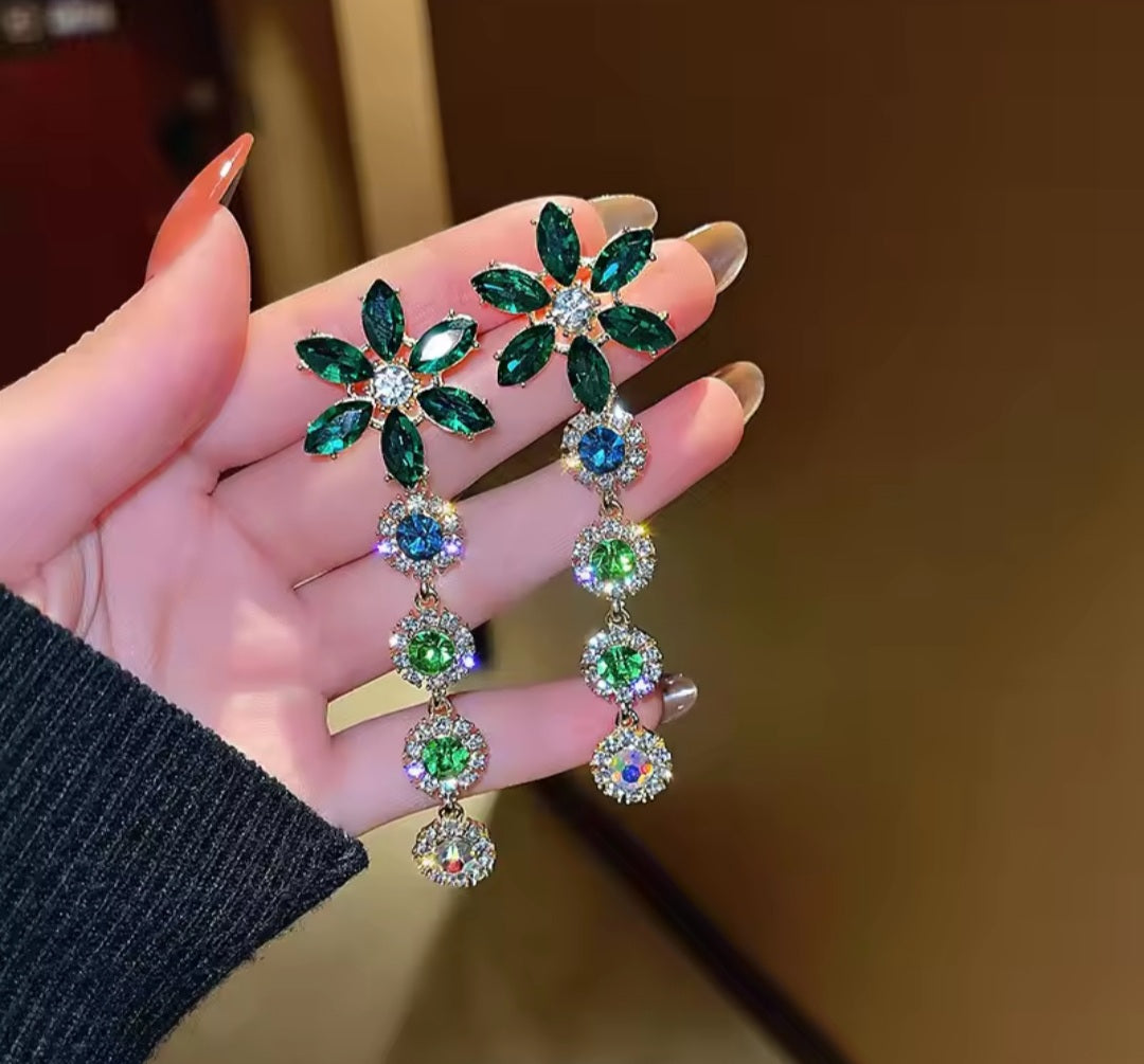 boucles Laura fleur verte