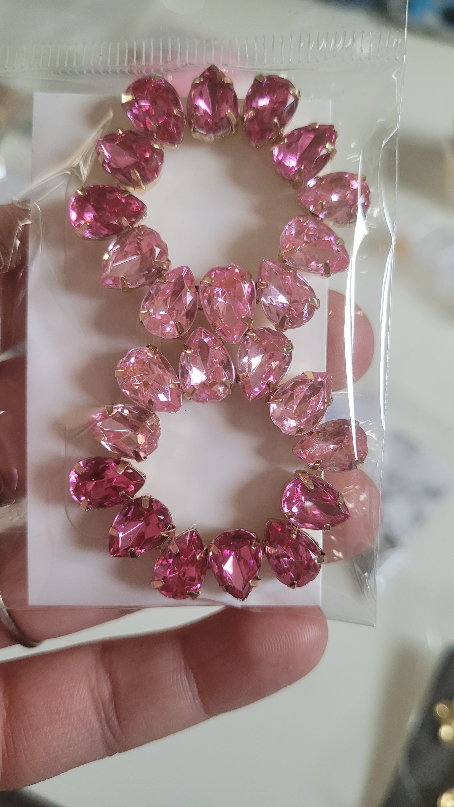 boucles strass doré/rose