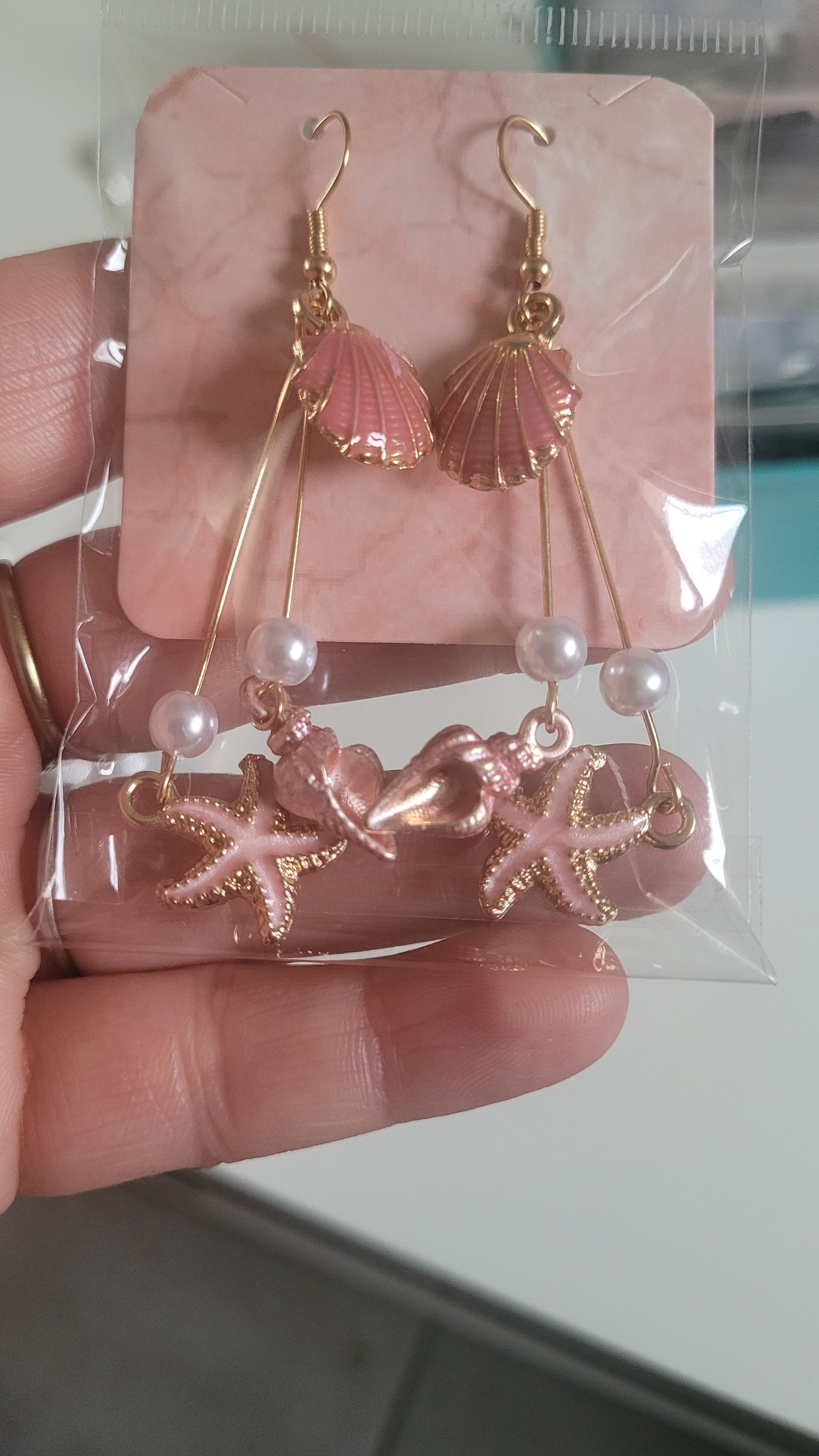 boucles coquillage rose🐚