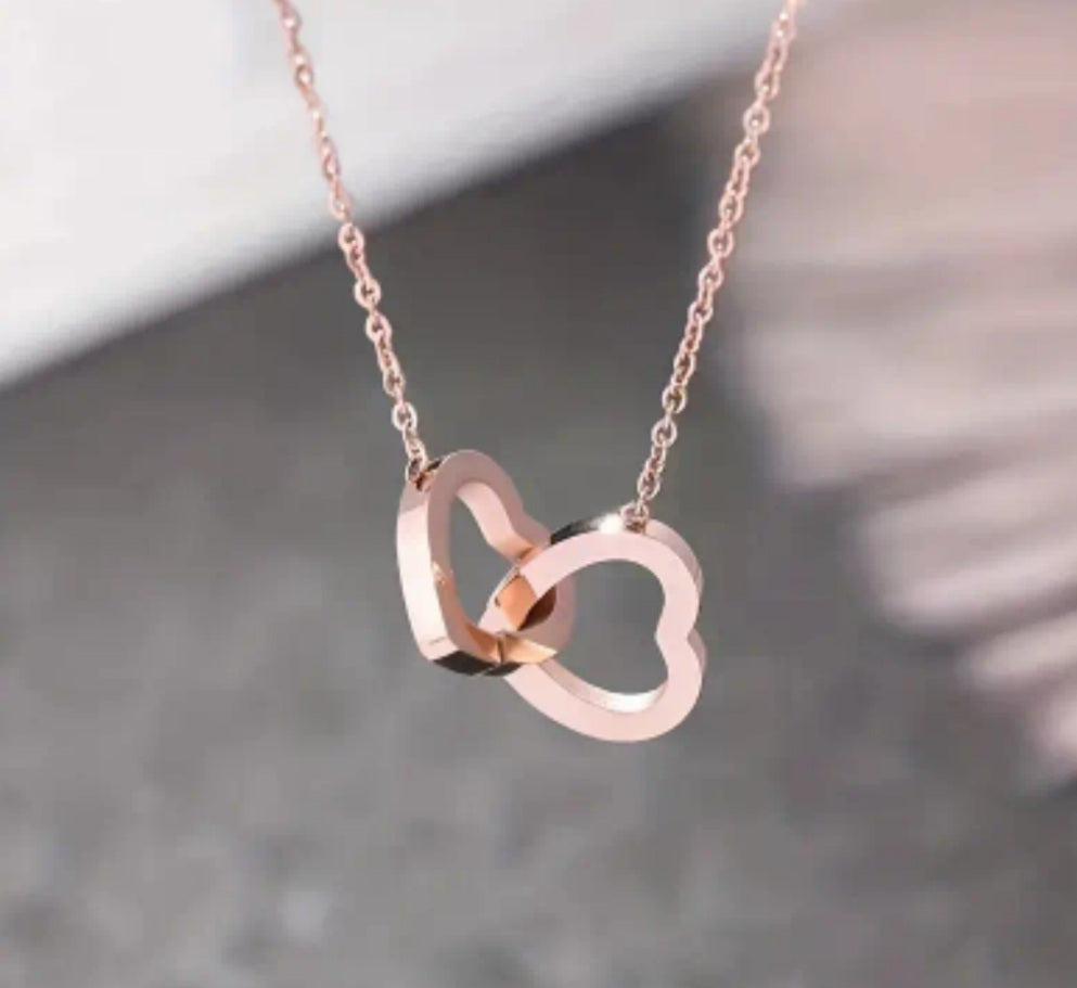 Collier Shanon double cœur doré