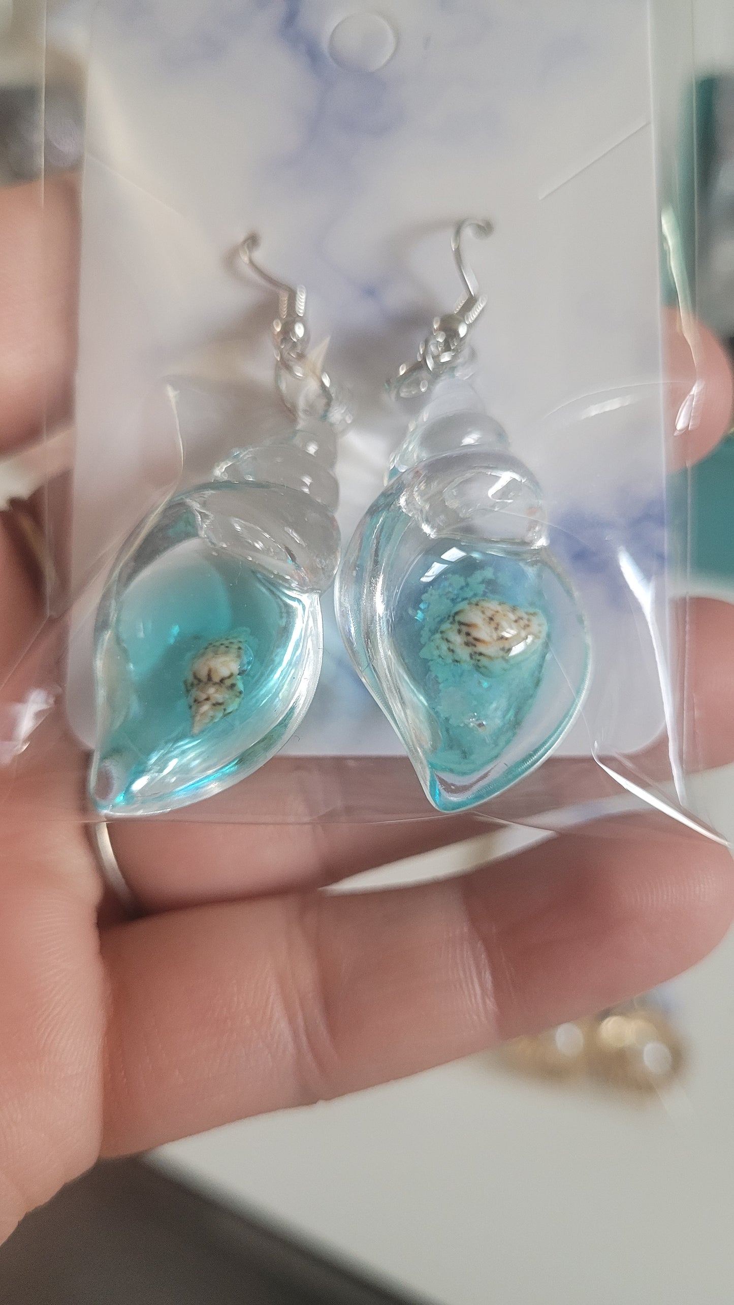 boucles coquillage turquoise