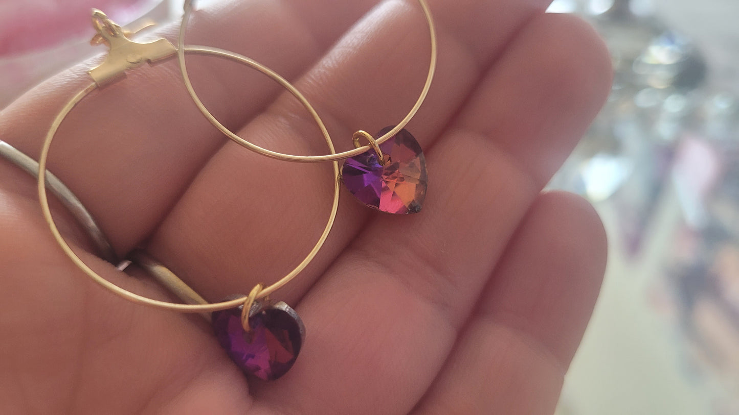 boucles créole coeur rose