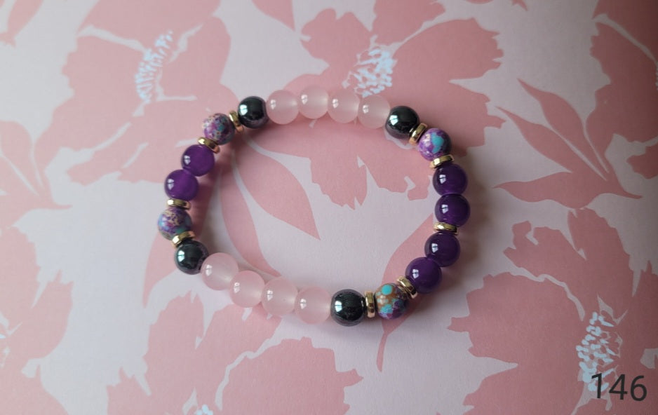 bracelet Améthyste Quartz rose🌸