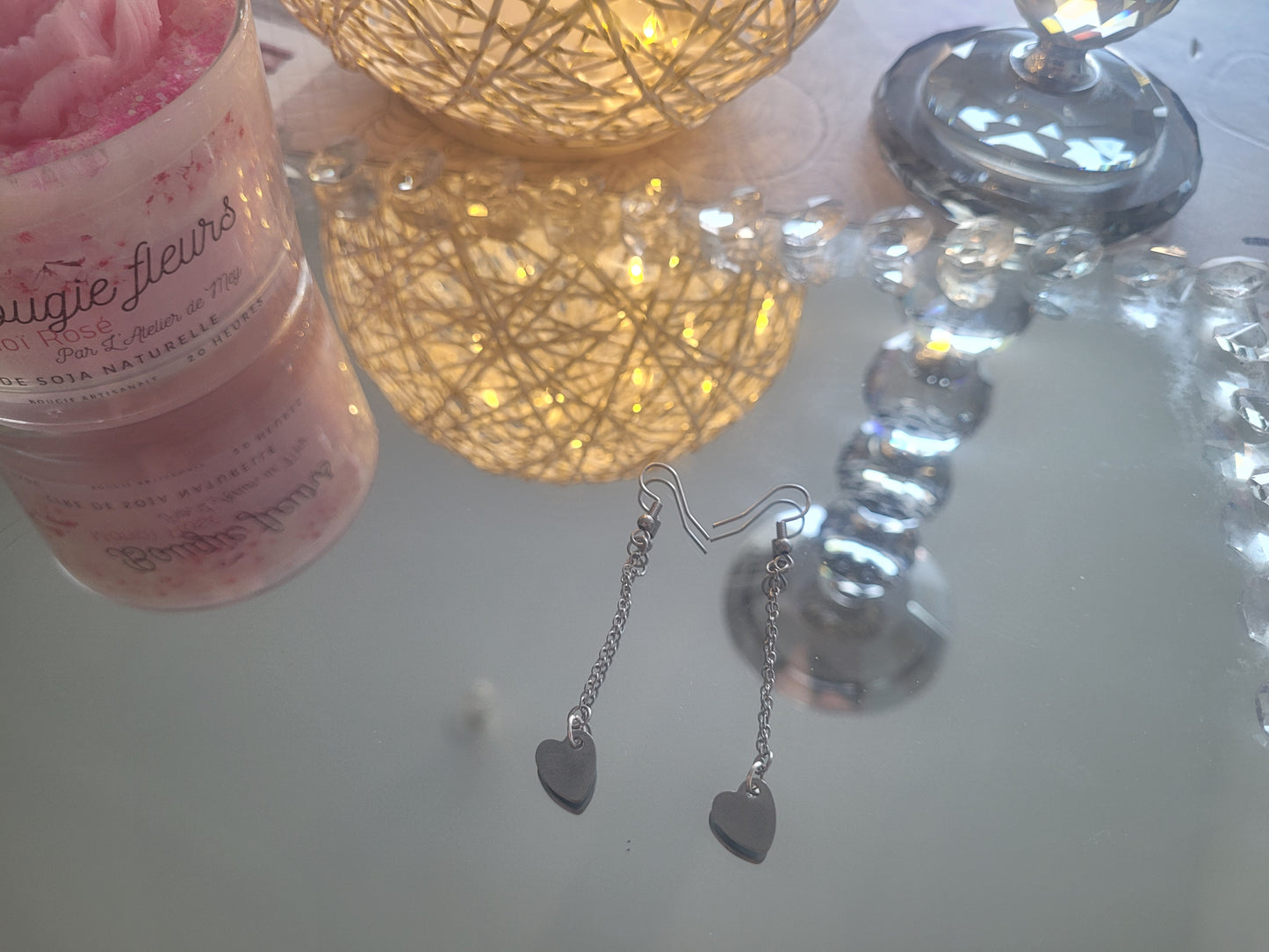 boucles pendante coeur argenté