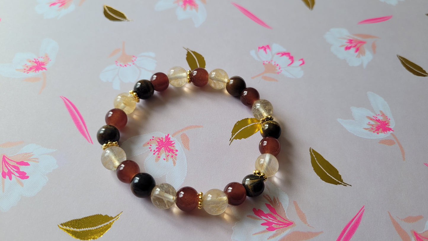 bracelet œil de tigre & agate rouge