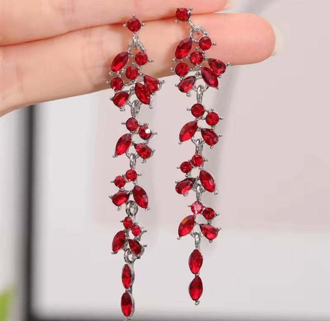 boucles Caroline strass rouge