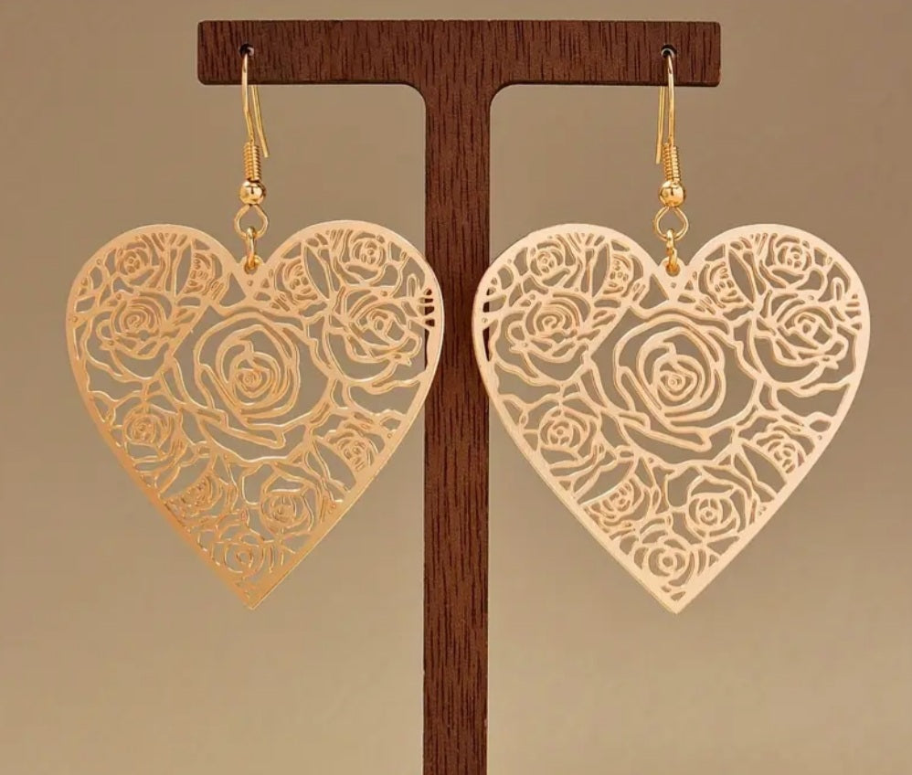 Boucles Katia coeur doré fleuri