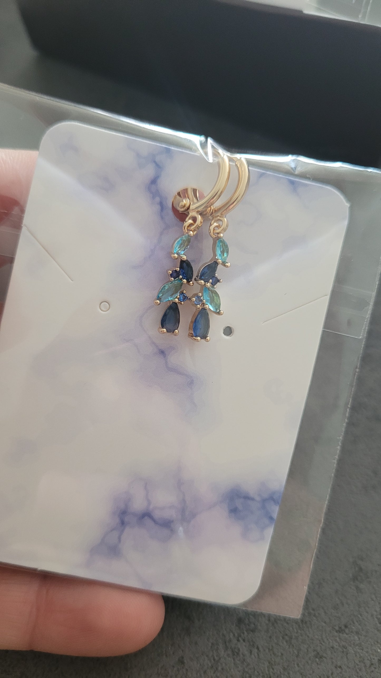 boucles Katia strass bleu/doré