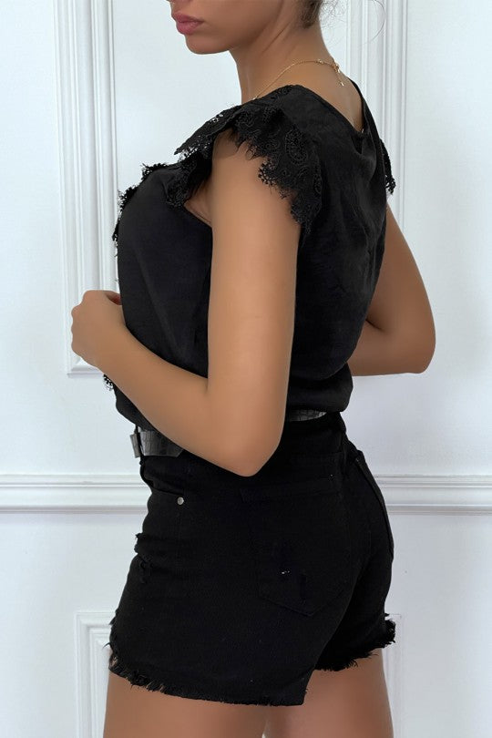🏵Top noir avec dentelle