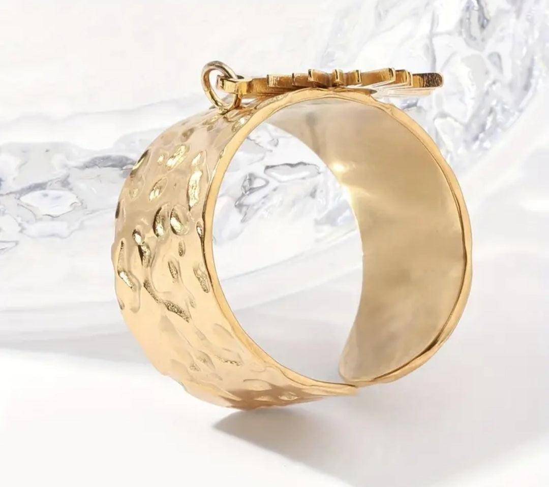 bague Cynthia ouverte doré soleil