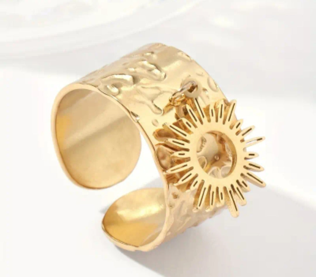 bague Cynthia ouverte doré soleil