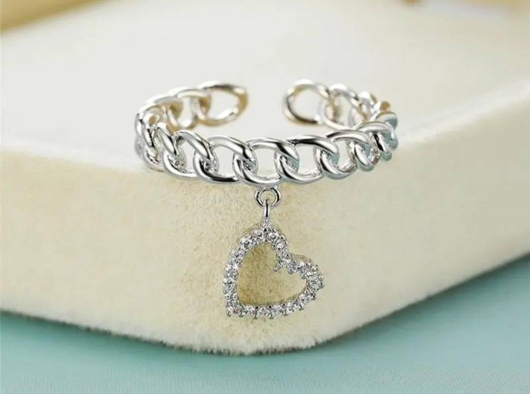 Bague Auriane breloque coeur strass