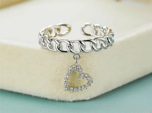 Bague Auriane breloque coeur strass