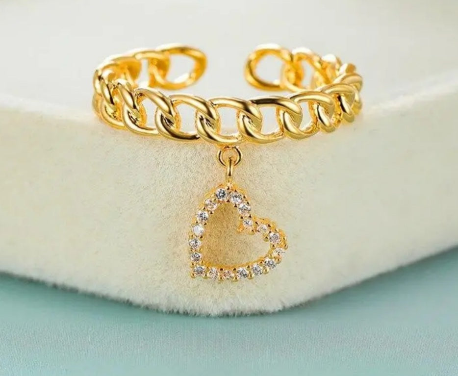 Bague Auriane breloque coeur strass