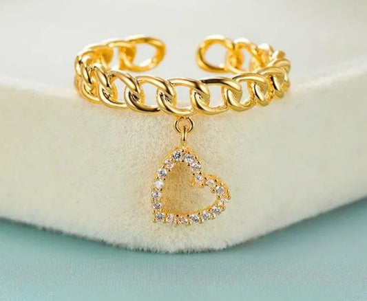 Bague Auriane breloque coeur strass