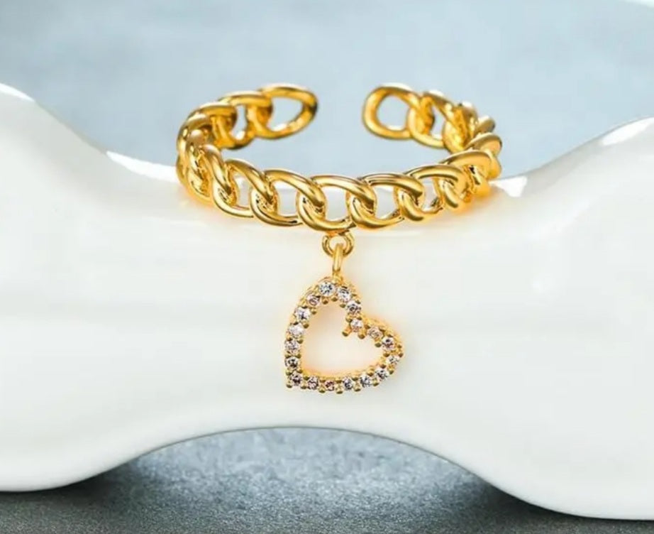 Bague Auriane breloque coeur strass